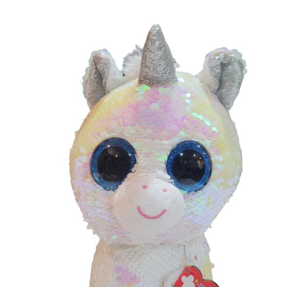 Ty Flippables Unicorn Diamond EUC 10 Inches Tall White Pink Sequins - Picture 2 of 12